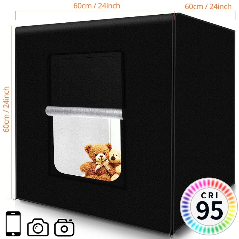 Caja de luz Travor 60*60CM caja de luz portátil Studio Photo LED Lightbox con 3 colores de fondo para fotografía de mesa luces LED - 3