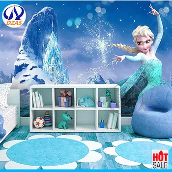

2018 Cartoon green mural wallpaper 3D snow girl children bedroom background wall paper DZAS-CX Fantasy mural