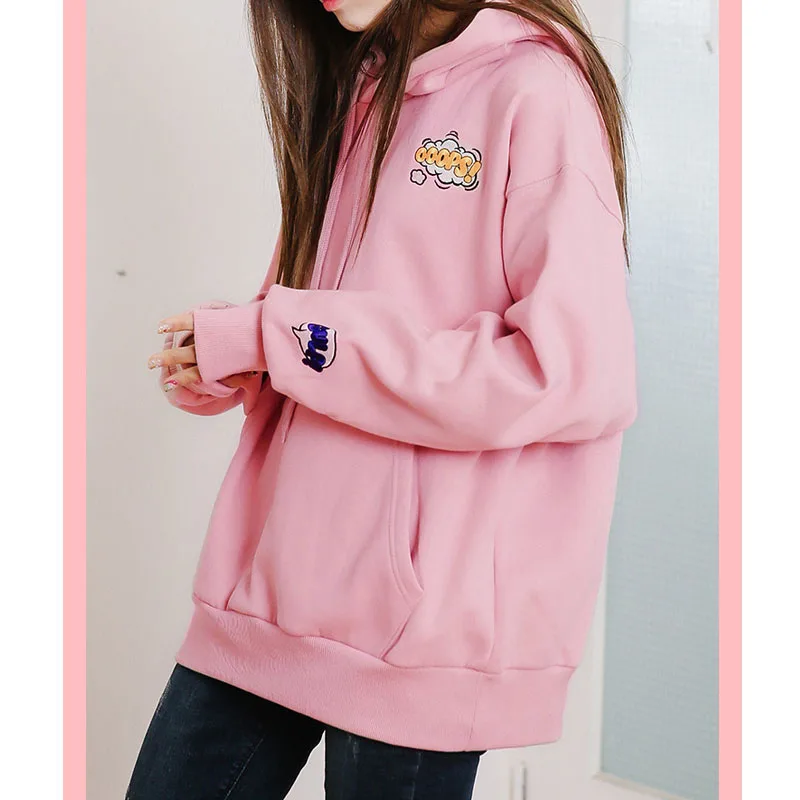 Sweet hoody women cotton all-match harajuku kawaii pink coat hooded sweatshirt female tops cute plus size loose pullovers girl Hoodies