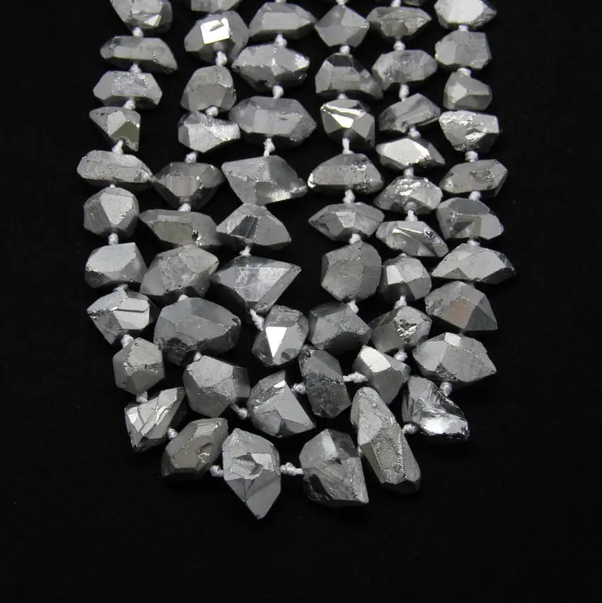 Цепочка Из Титана серебристого кварца ожерелье из бусин|raw crystal|loose beadscrystal raw |