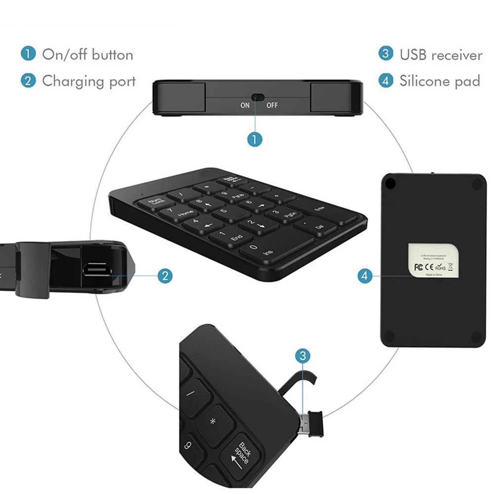 [AVATTO] перезаряжаемая 2,4G Беспроводная USB цифровая клавиатура Numpad номер 18 клавишная клавиатура шоколадная Клавиатура для ноутбука настольного ПК