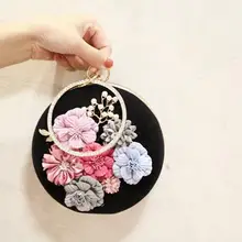 Бархатные женские вечерние сумки, женские свадебные сумки с цветами, женские вечерние клатчи на цепочке, круглые сумочки