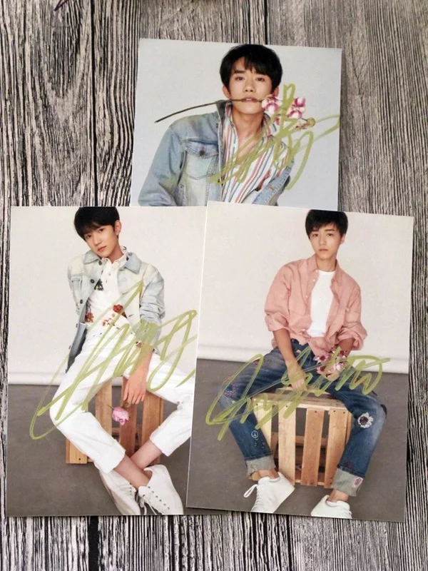 

signed TFBOYS autographed photo 4*6 inches 3 photos set Free shipping 122017B