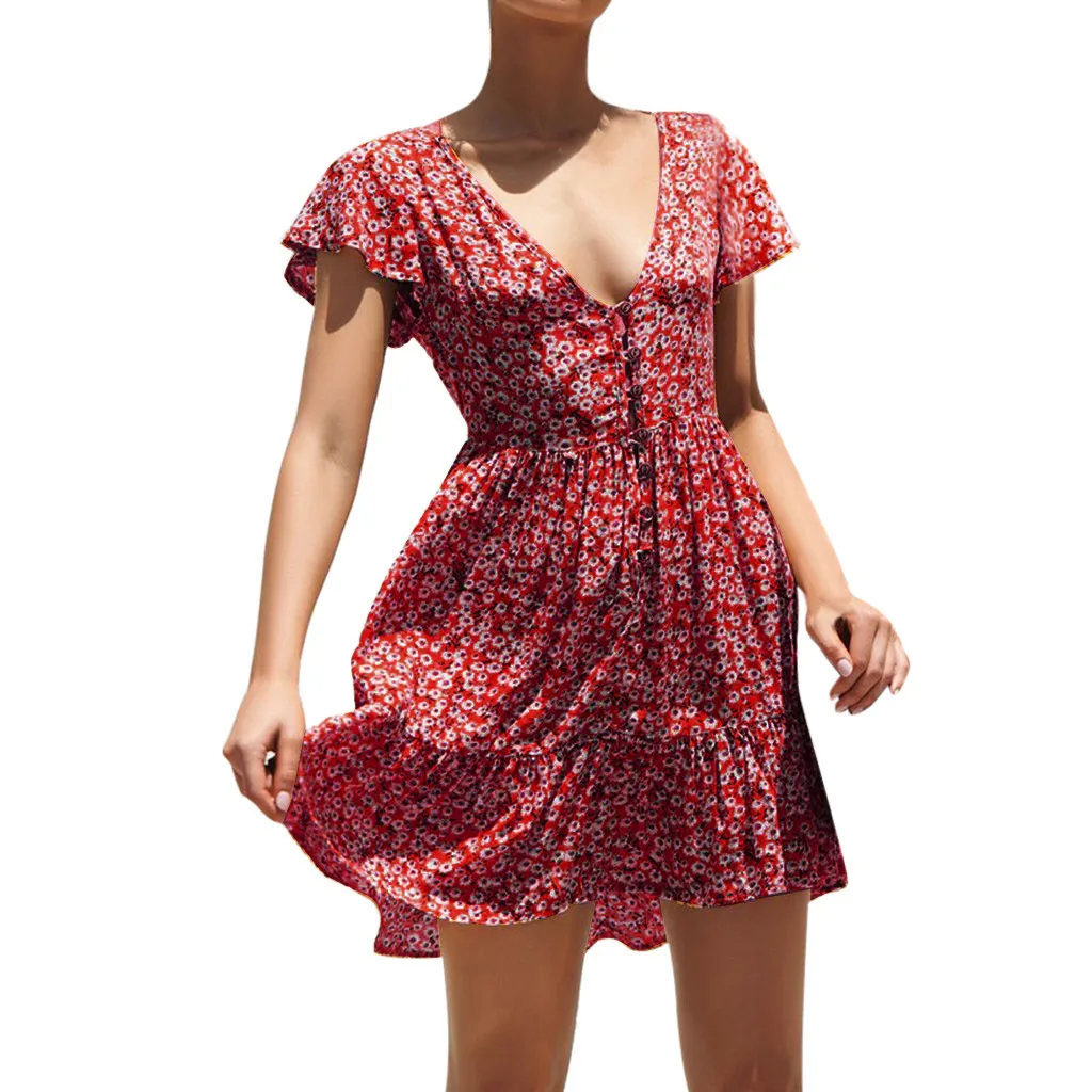 Брендовое летнее платье, сексуальное женское летнее вечернее пляжное платье с цветочным рисунком, Короткое мини-платье, сарафан, высокое качество