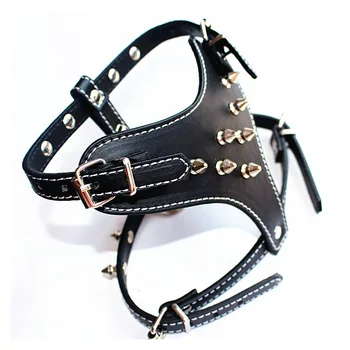 

Small Medium Dog Harness Vest Zinc alloy Rivets Spiked Studded PU Leather Pet Harnesses dog chest strap for Pitbull puppy Dogs