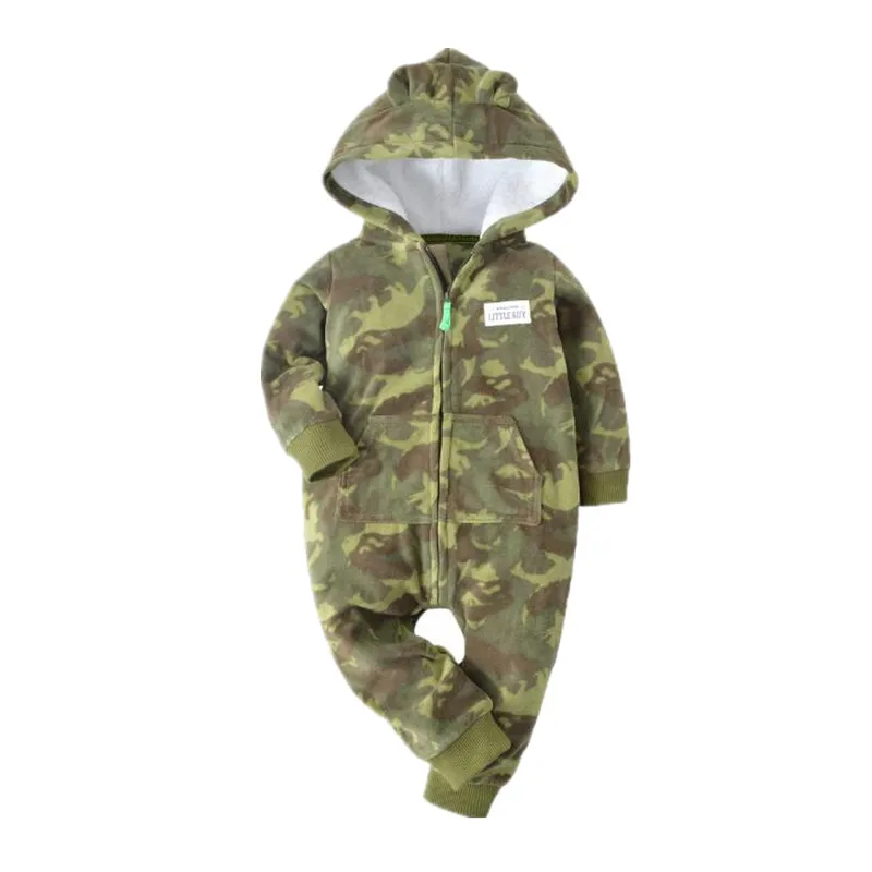 Orangemom 2018 autumn fleece baby rompers coats for infant clothes hooded with ear lovely camo jumpsuits for baby clothes