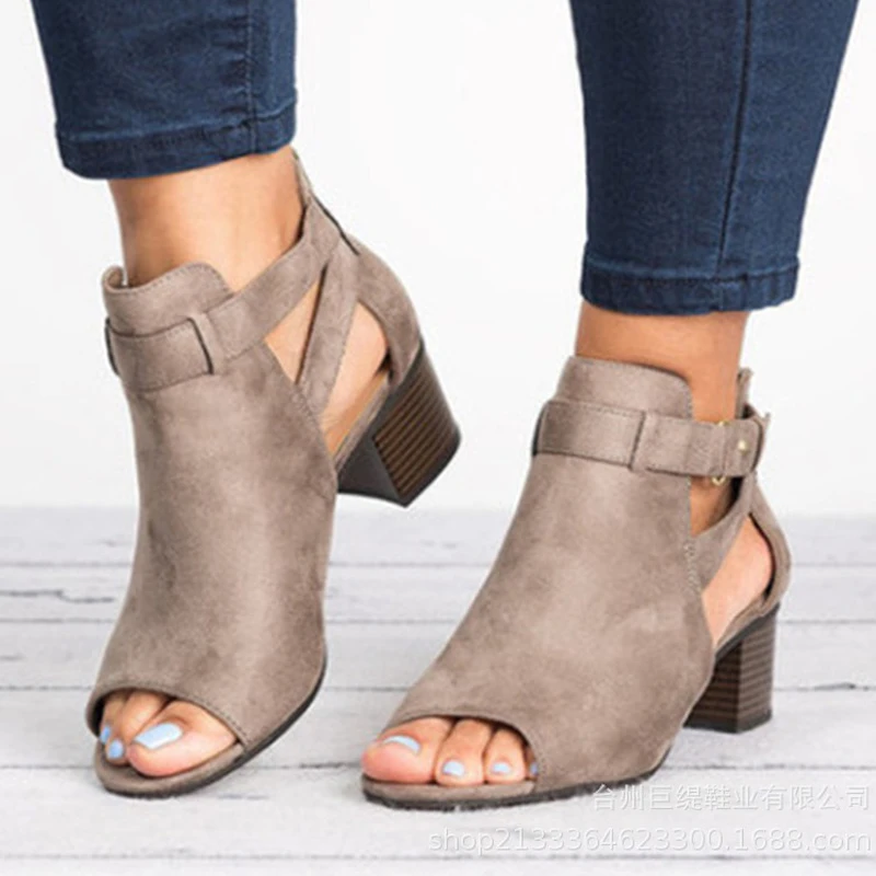 

SAILING LU Summer Ankle Boot Sandals High Heels Buckle Strap Platform Shoes Woman Fashion Pumps Peep Toe Shoes Plus Size XWZ5691