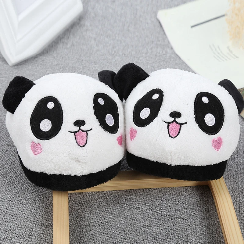 US $6.85 Simloveyo Winter Indoor Panda Slippers Flat Furry Home Cartoon Women Slippers Unisex Couple Animal Warm NonSlip Shoes T389b