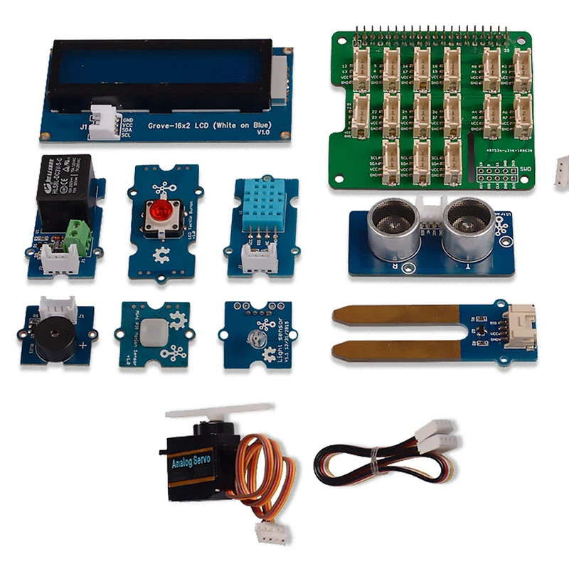 

Grove Base Sensor Kit Moisture Sensor+Mini PIR Motion Sensor+Ultrasonic Ranger+HAT Extension Board for Raspberry Pi 3 3B Plus