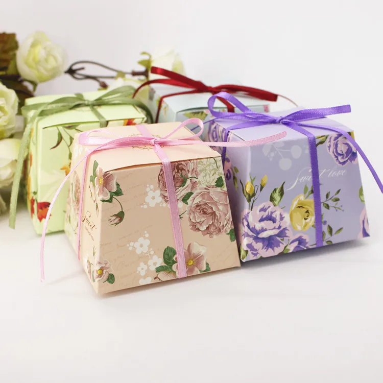 Buy 100pcs Flower Design Organza Gift Box Cake Candy