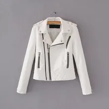 2018 nuevas chaquetas de cuero de imitación suaves de otoño para mujer con cuello vuelto para mujer con cremalleras de motociclista