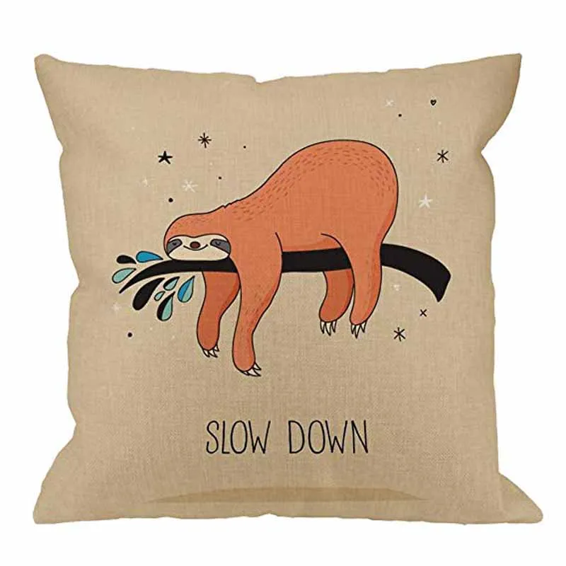 

Animal Decor Throw Pillow Cushion Cover, Sleeping Big Bear Sloth Hanging on a Bench Cozy Lazy Wild Creature Image, Decorative Sq