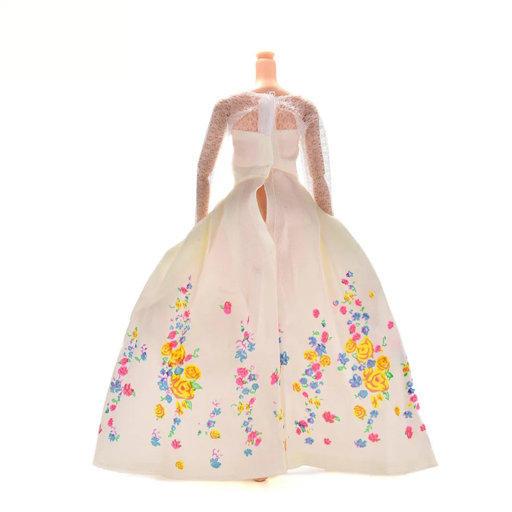 Кружевное платье ручной работы с цветочным принтом для белого свадебного платья длина до пола платье кукольная одежда
