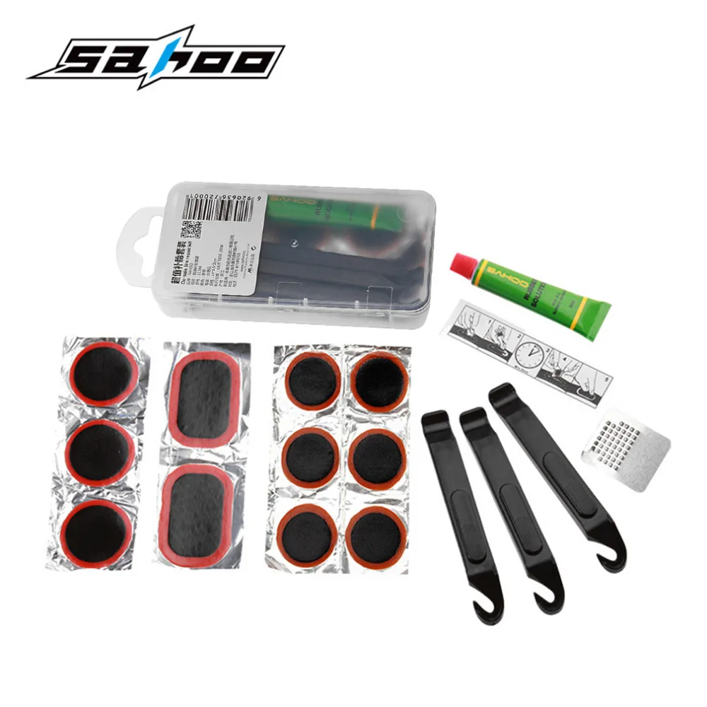 

SAHOO Multifunctional Mountain Bike Bicycle Flat Tire Repair Kit Tool Set Kit Patch Rubber Portable Box In Stock