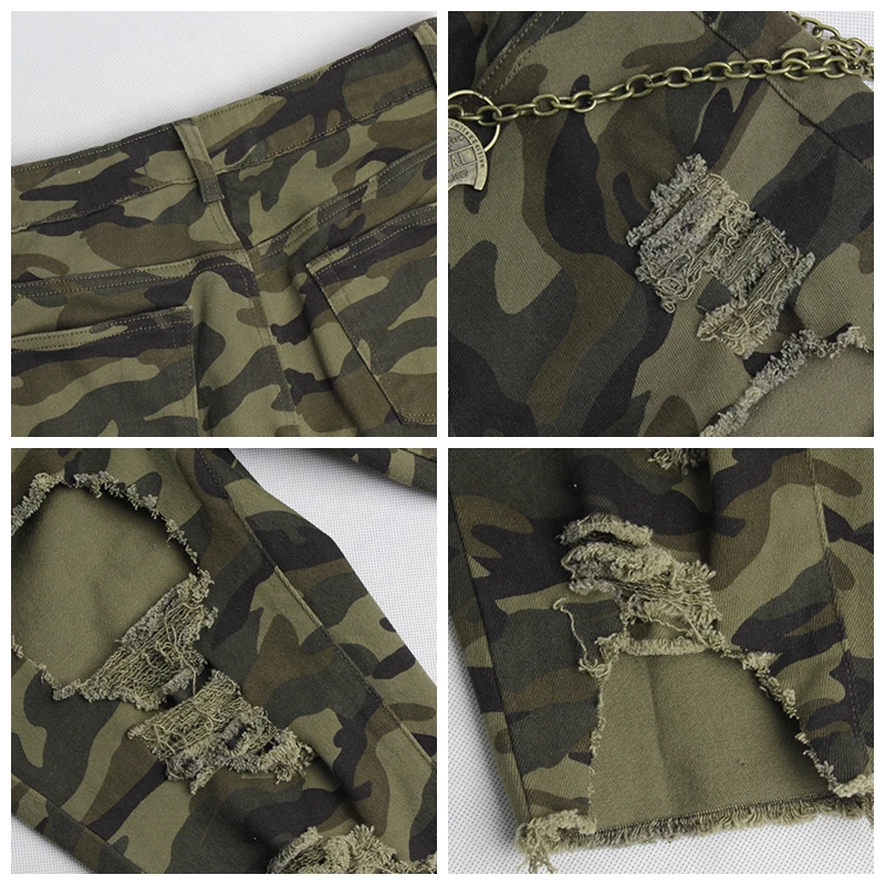 distressed camo bermuda shorts