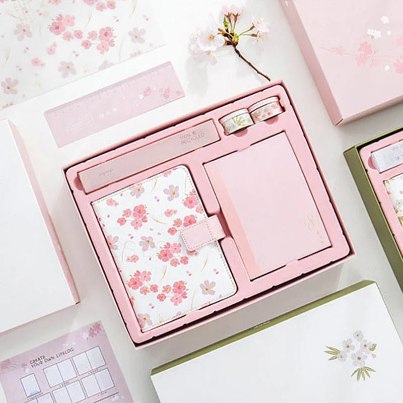 Pink Novelty Items Kawaii Kids Notebook Stationery Set Stationary