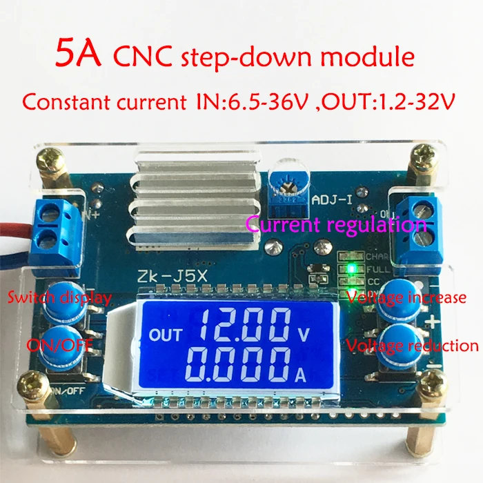 DC понижающий преобразователь CC CV силовой модуль 1,2-32 В 5A Регулируемый источник питания Вольтметр Амперметр