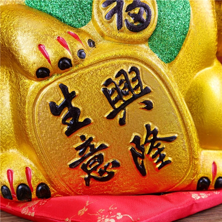 Милые 7 дюймов золотые керамические статуэтки Lucky Cat Фен Шуй богатство украшения