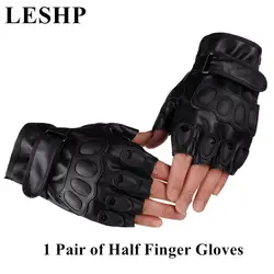 Leshp половины пальцев перчатки искусственная кожа Для мужчин перчатки для тактических военных тренировки спортивные мотоцикл для верховой