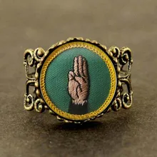 Anillo cabujón cristal foto Medalla al Mérito Cadette idiomas Vintage explorador niña Domo 2017