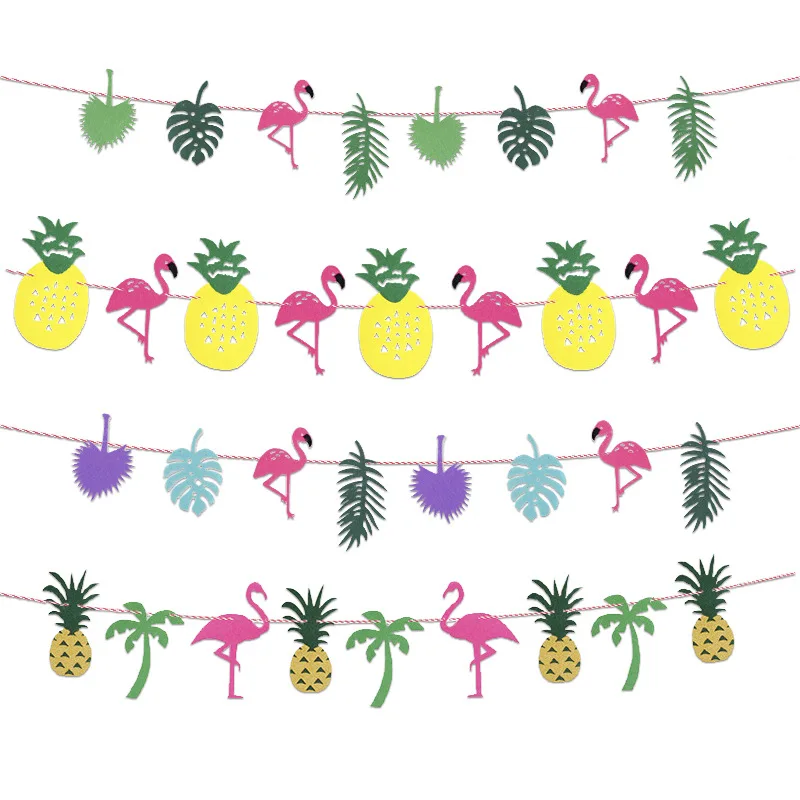 

3M Flamingo Hawaii Garland Tropical Coconut Leaves Banner Flag Party wedding decoration Supplies birthday party decorations kids