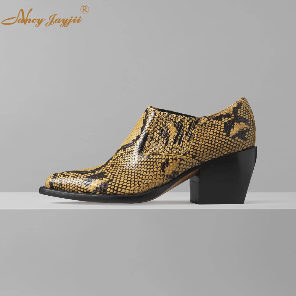 low heel snake boots