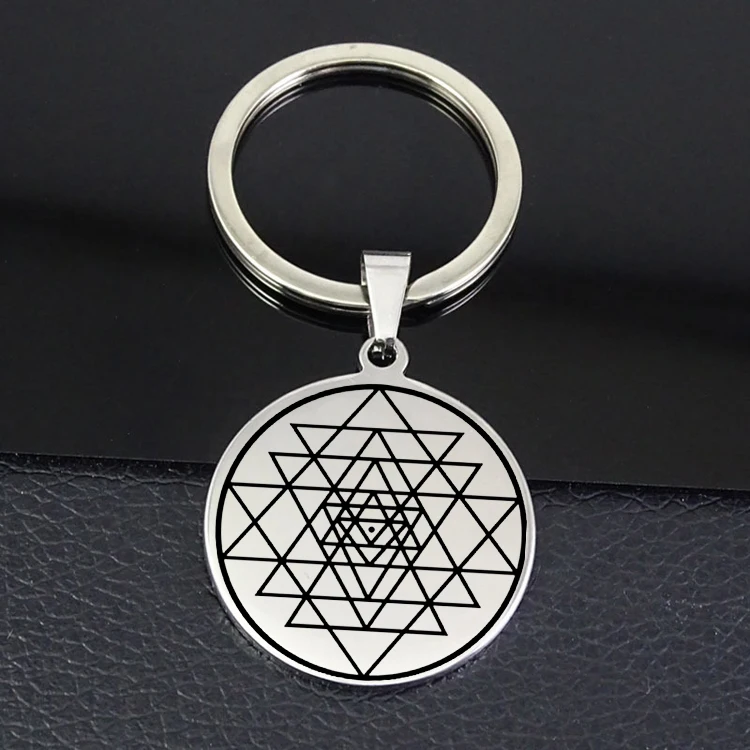 

Sri Yantra Sacred Keyring Unique Geometric Keychains Jewelry for Men and Women Drop Shipping YP7000