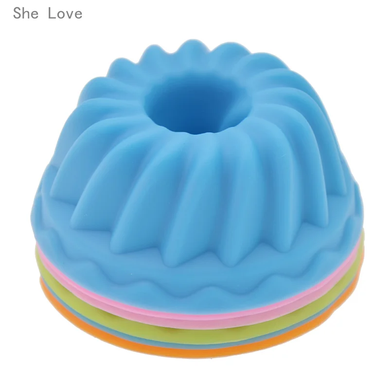 She Love 6 шт силиконовый Пудинг Кекс Маффин пончик форма для выпечки, Желе Плесень случайный цвет