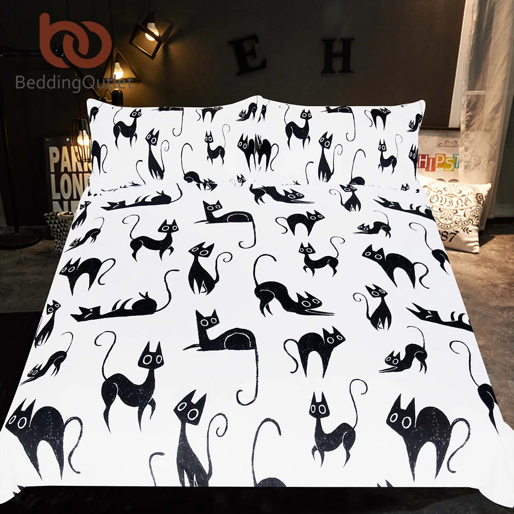 Fxcktht Ragdoll Vente Beddingoutlet Bande Dessinee Ensemble De Literie Pour Enfants Animal Unique Lit Mignon Chats Imprimer Housse Couette Noir Et Blanc Maison Pas Cher En Ligne