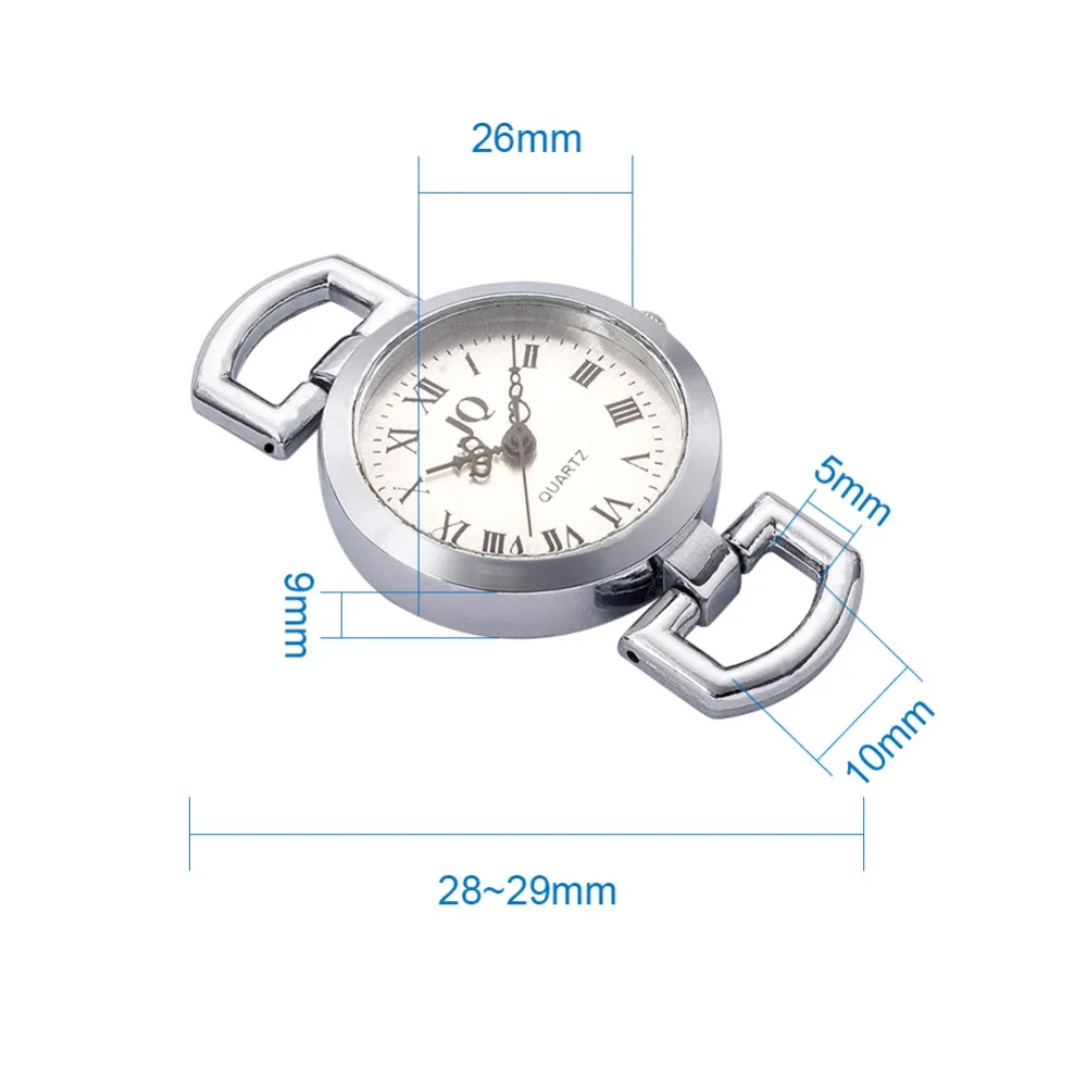 10 шт. платинового сплава циферблат плоские круглые часы голова компоненты для DIY 28~ 29x26x9 мм, отверстие: 10x5 мм