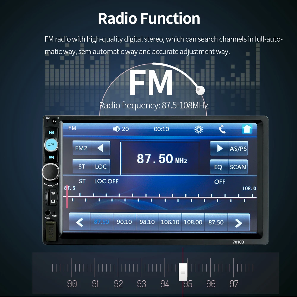 2din автомобильный Радио мультимедийный автомобильный стерео FM USB AUX Bluetooth Авторадио 7010B MP4 MP5 плеер зеркальная связь Поддержка камеры заднего вида