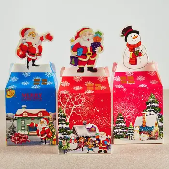 

20PCS Cartoon Santa Claus and Snowman Paper Candy Box Sweet Cookie Packaging Merry Christmas Gift Box Red Partysupplies