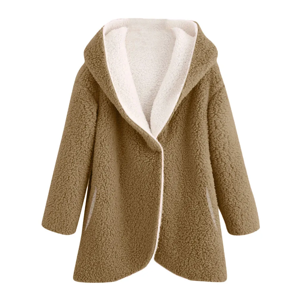 MISSOMO одежда для женщин уличная мода карман зима изогнутый подол с длинным рукавом плюшевая Толстовка пальто размера плюс для женщин