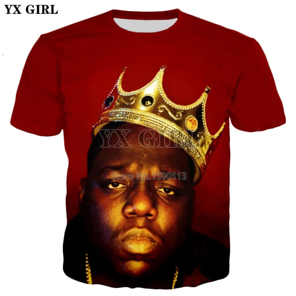 

YX GIRL 2018 Summer New Fashion Mens 3d t shirt Legendary rapper Biggie Smalls Printed Men Women t-shirt Hip hop Tee shirts