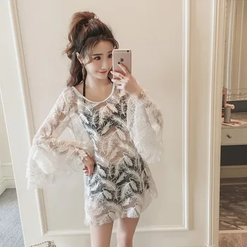 

new women's swimsuit three-piece set of girls sports split swimsuit ladies gather chest sunscreen blouse bikini uimapuvut