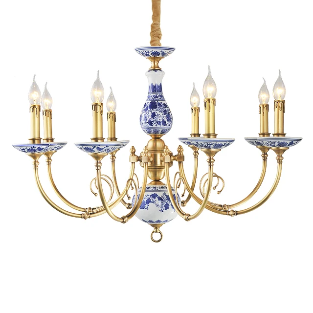 Royal Blue White Porcelain Ceramics Chandelier Suspension Lighting Royal Blue White Porcelain Ceramics Chandelier Suspension Lighting Luminaire For Living Room Collectibles Lampadario