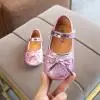 Летние сандалии для девочек с блестками и бантом; сандалии для маленьких девочек; модные и новые детские сандалии; вечерние детские сандалии - Цвет: pink
