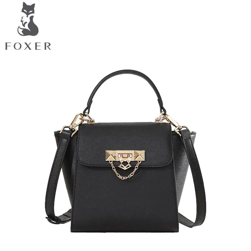 

FOXER 2019 New women Leather bag fashion luxury handbags women famous brand designer tote women leather Shoulder Wings bag