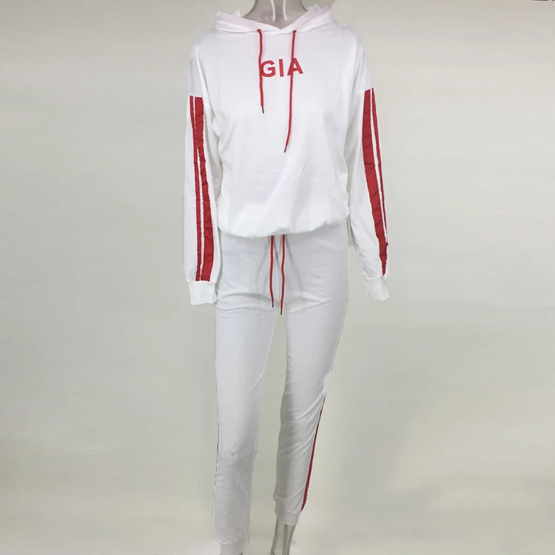 Itsroya Весенняя Новая женская спортивная одежда, красивый белый красный комплект с капюшоном, горячая распродажа, Толстовка и штаны, спортивная одежда для бега