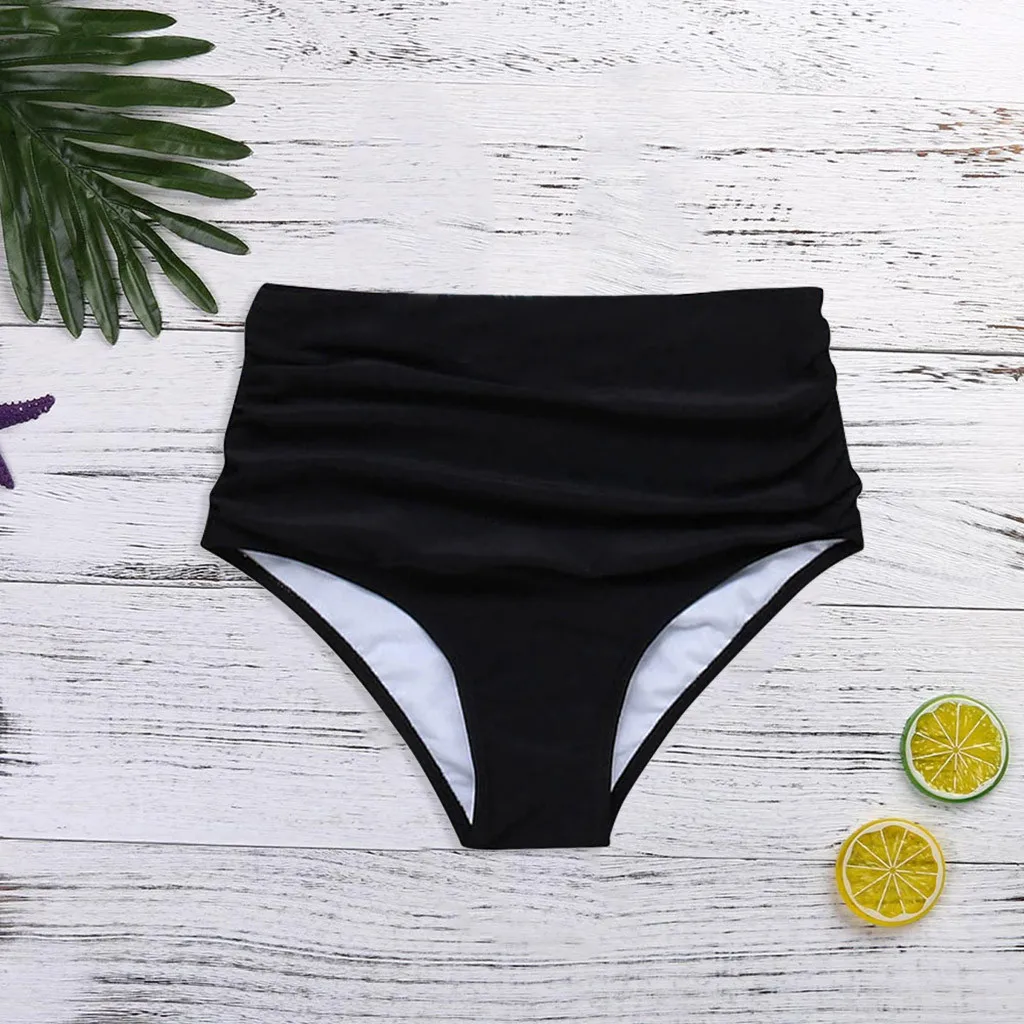 Plus size High Waisted Bikini Women Swim Shorts Bottom Swimsuit Swimwear black Bathing Pants thong bikini bottoms