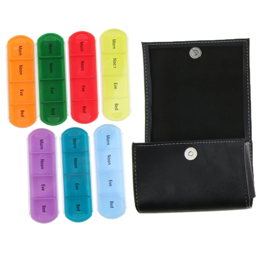 2pcs Wallet Weekly Travel Pill Organizers Vitamin Caddy Storage for 4 Times A Day, 7 Days a Week