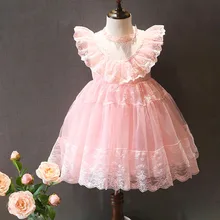 2017 nouvelle Dentelle tutu robe bébé Filles Enfant Enfants Vêtements 2-7 ans Au Détail et en gros Robe D’été De bonne qualité 3 couleur