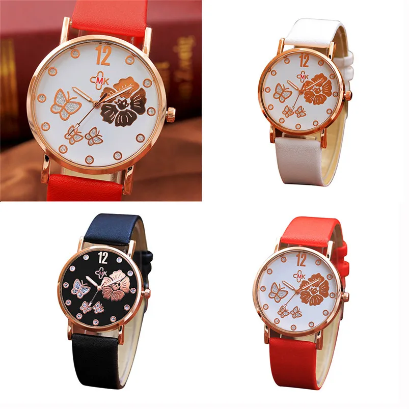 Women watch New Fashion Color Strap Digital Dial Leather Band Quartz Analog Wrist Watches Wholesale #2AP18B (13)