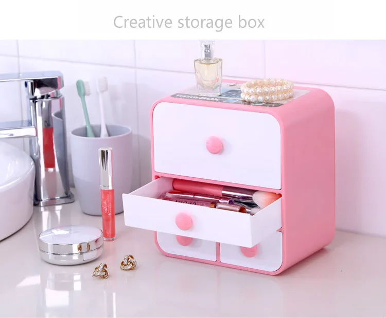Экологичная косметическая коробка для хранения с ящиком пластиковые настольные различные украшения контейнер для макияжа домашний