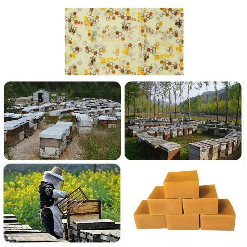 Reusable Food Wraps Sustainable Plastic Wrap Free Food Storage Organic Beeswax Wrap Cloth Sealer Kitchen Tools