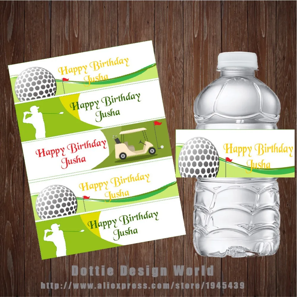 

20 pcs/lot Golf Water Bottle Labels Custom Candy Bar wrapper Baby shower Birthday Party Wedding Retire decoration free shipping