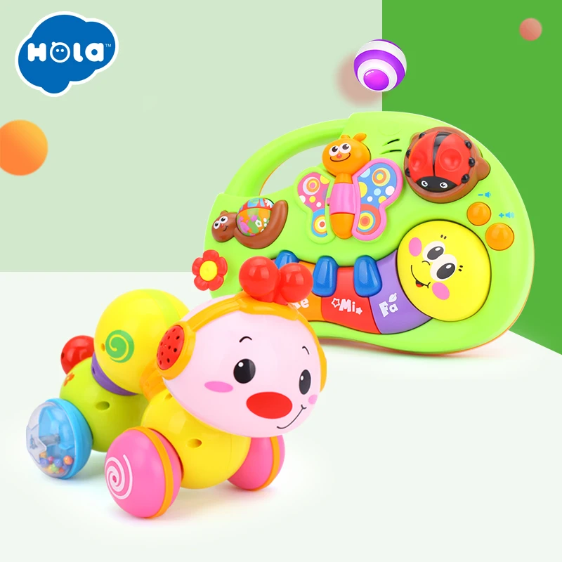 

2pcs/Lot Baby Toys Musical Instruments Playing Set Colorful Educational Toys Piano & Creeping Worm with Music & Lights