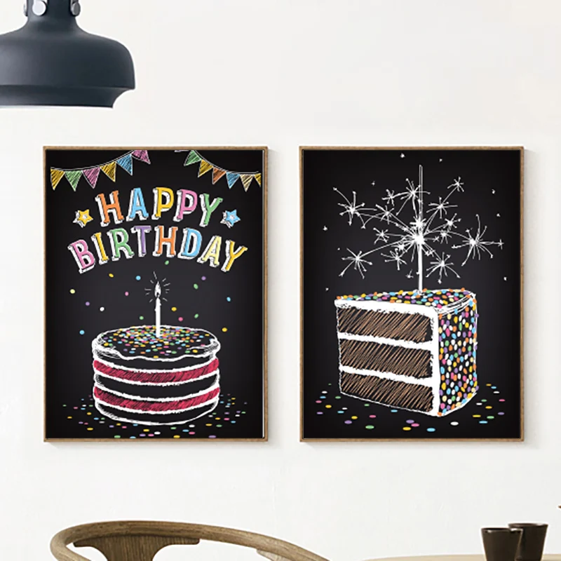 Fashion happy birthday Vintage Art Prints Poster Hippie Wall Picture