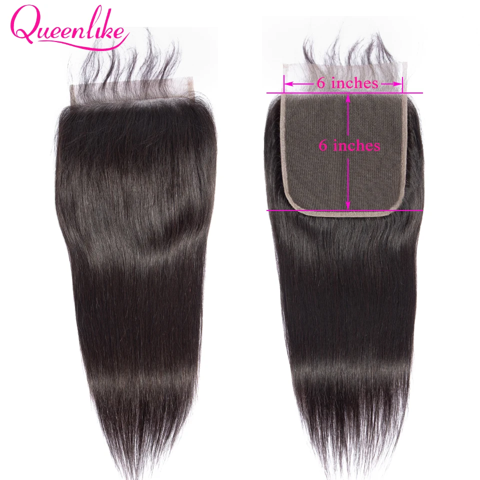 Queenlike Straight 6x6 Closure Big Lace Size Swiss Lace Closure Pre Plucked With Baby Hair Natural