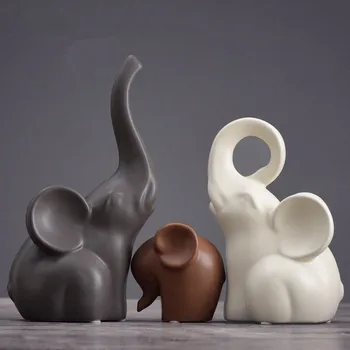 

Nordic big ears auspicious elephant Ceramic animal ornaments for home decor mascot crafts room decorations porcelain figurines